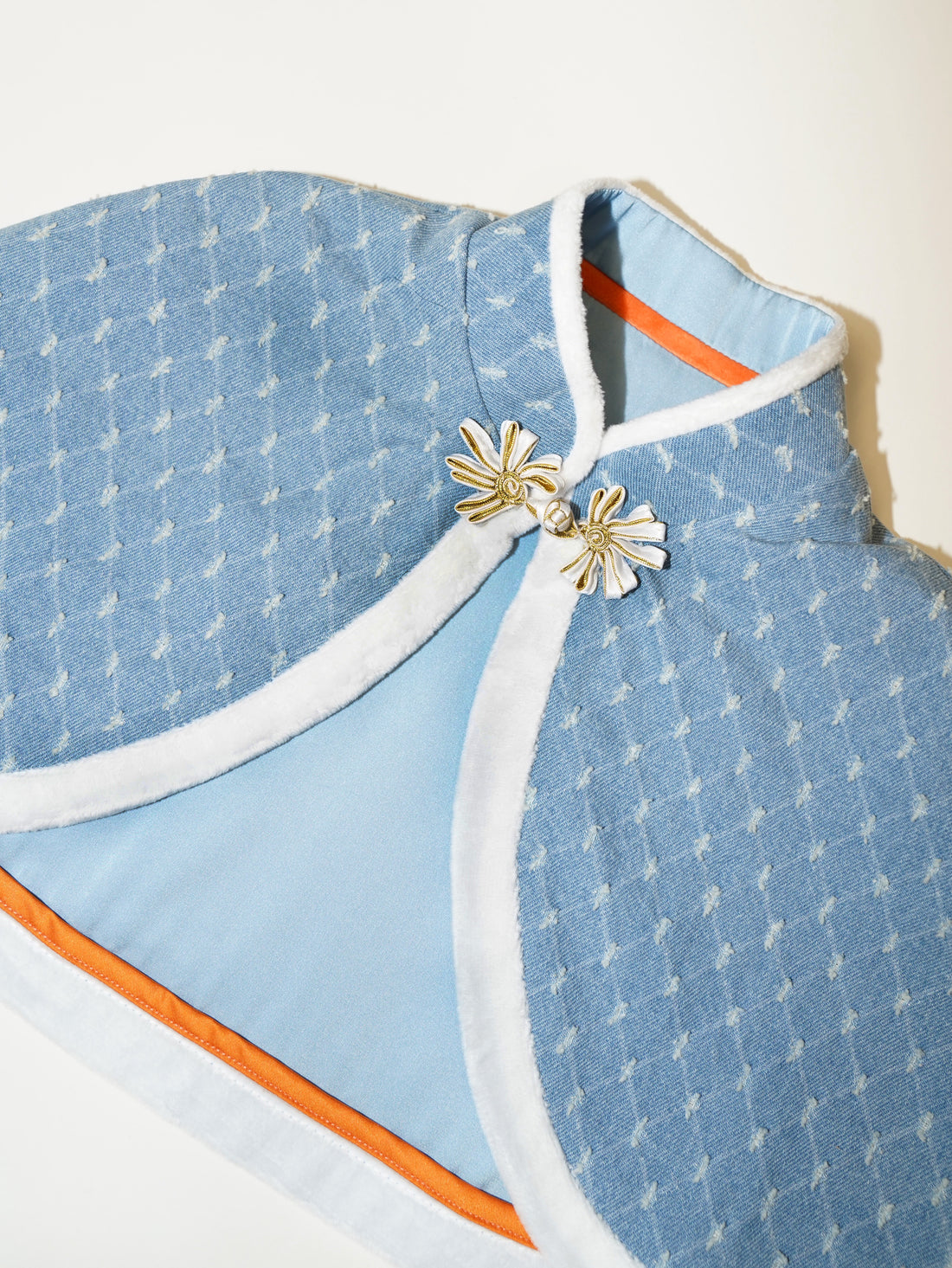 Argyle Checkered Denim Cape