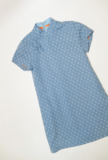 Argyle Checkered Denim Dress
